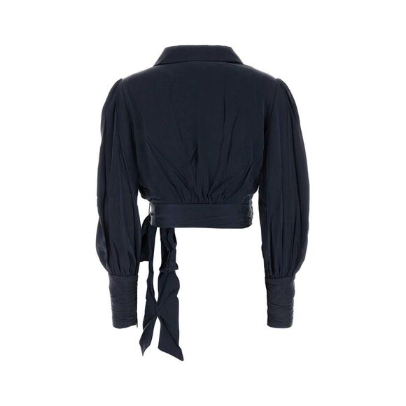 Zimmermann Women Dark Blue Silk Wrap Blouse - Picture 2 of 2
